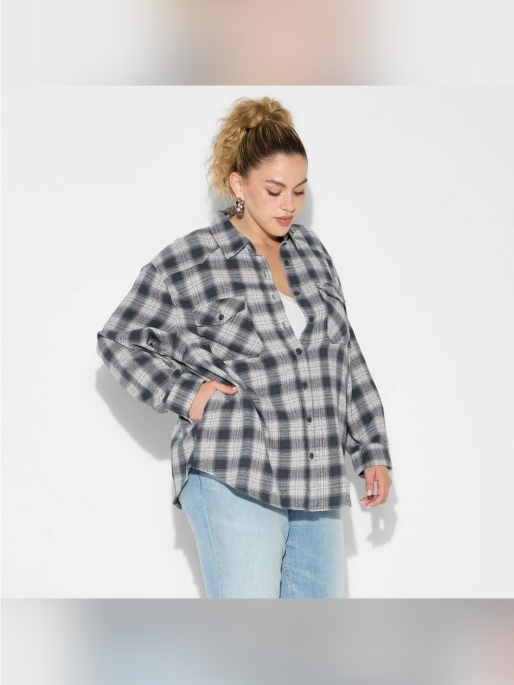 🔥🔥🔥Case of 6🔥🔥🔥 - brand new wild fable Black and White Plaid Button-Down Shirt